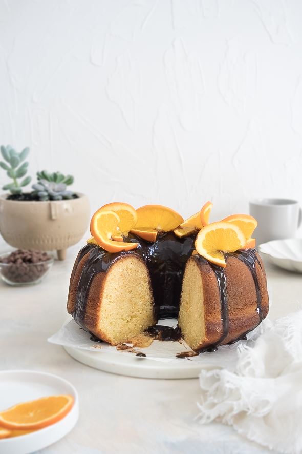 Orange Bundt Cake with Chocolate Glaze