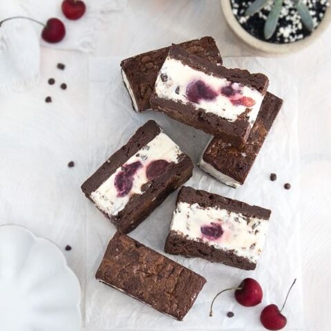 Cherry Brownie Ice Cream Sandwiches